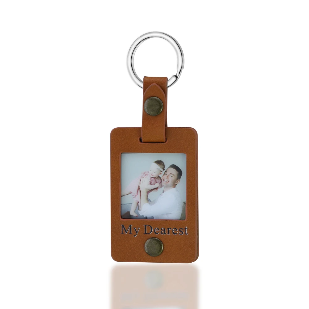 

Mini Custom Photo Frame Holder Key Chain Mom Mother's Day Gift Personalized Leather Photo Keychain