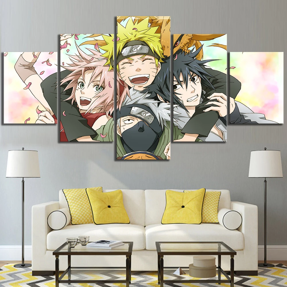 

5 Pieces Animation Oil Painting HD Wallpaper Japanese Anime Canvas Art Paint Wall Stickers Living Room Decor Murals Gifts, Multiple colours
