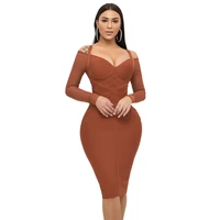 

2020 new arrivals womens clothes Bandage Fashion Elegant Long Sleeve ladies midi slip bodycon Casual Dresses Party Wholesale