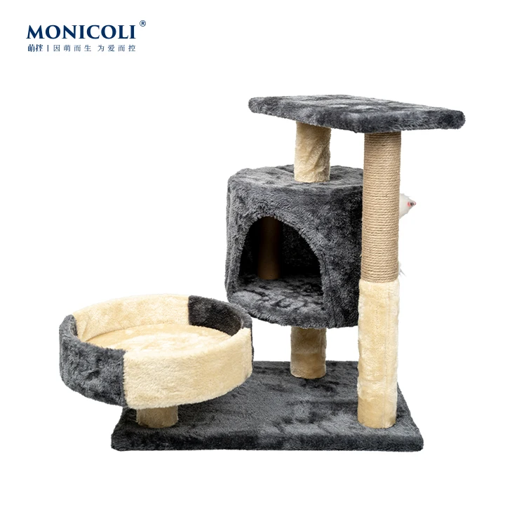 

Wholesale Luxury Funny Climbing Sratcher Wooden Playing Condo Cat Tree, Customized color