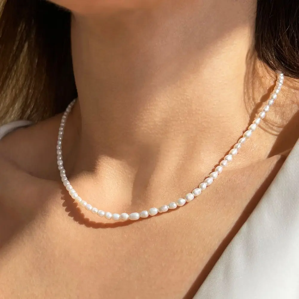 Wholesale Pretty Women's Stainless Steel Imitation Beaded Pearl Necklace Fashion Jewelry