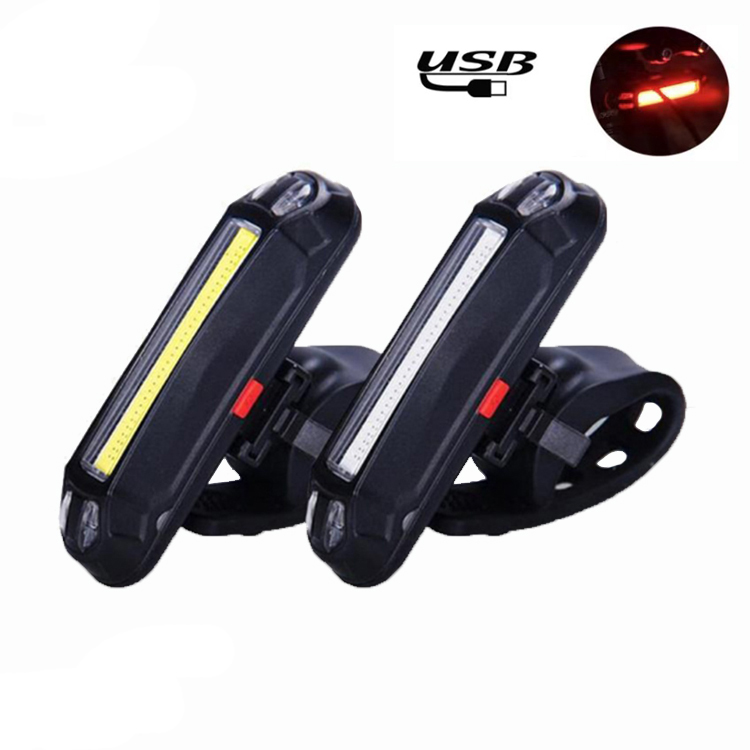 

Red LED USB Rechargeable Head light Flash Bicycle Rear Tail Bike Safety Lamp, Black