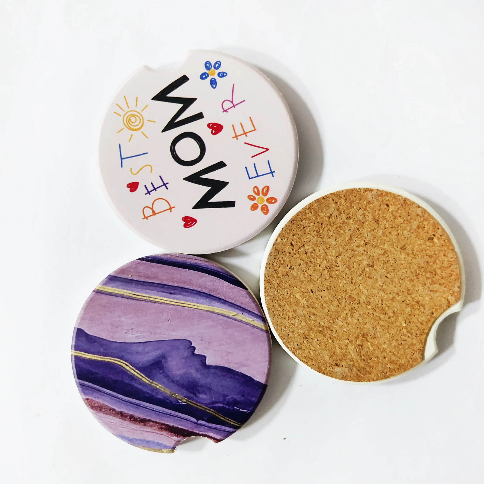 

Fast Shipping Customized Cork Sublimation Ceramic Coasters for drinks