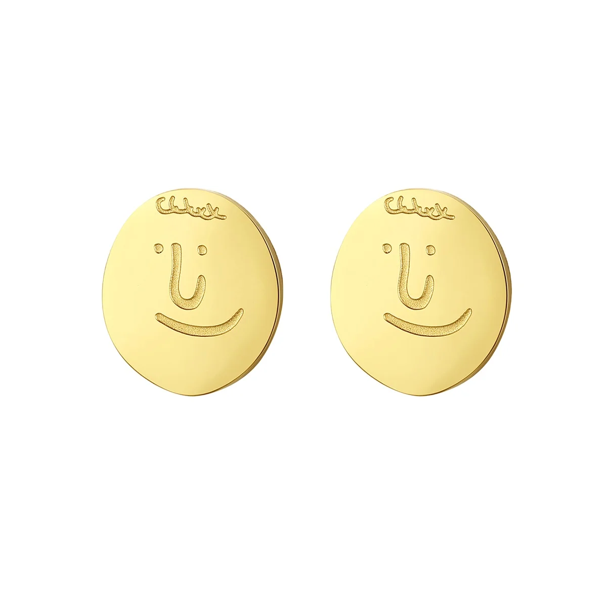 

SP-LAM Fancy Earing Smily Face Earing Happy Gold Plated Smiley Woman Stud Jewelry Studed Fashion Earring