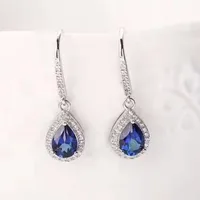 

wholesale gemstone jewelry with price 925 sterling silver 5x7mm natural tanzanite blue topaz pendant earring for women
