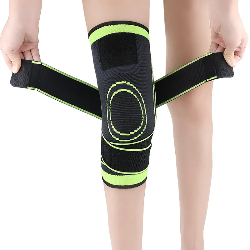 

JIANHUI Sports Men Compression Sleeve Pressurized Elastic Knee Pads Elbow Support Fitness Kneepad Leg Guard, Green orange