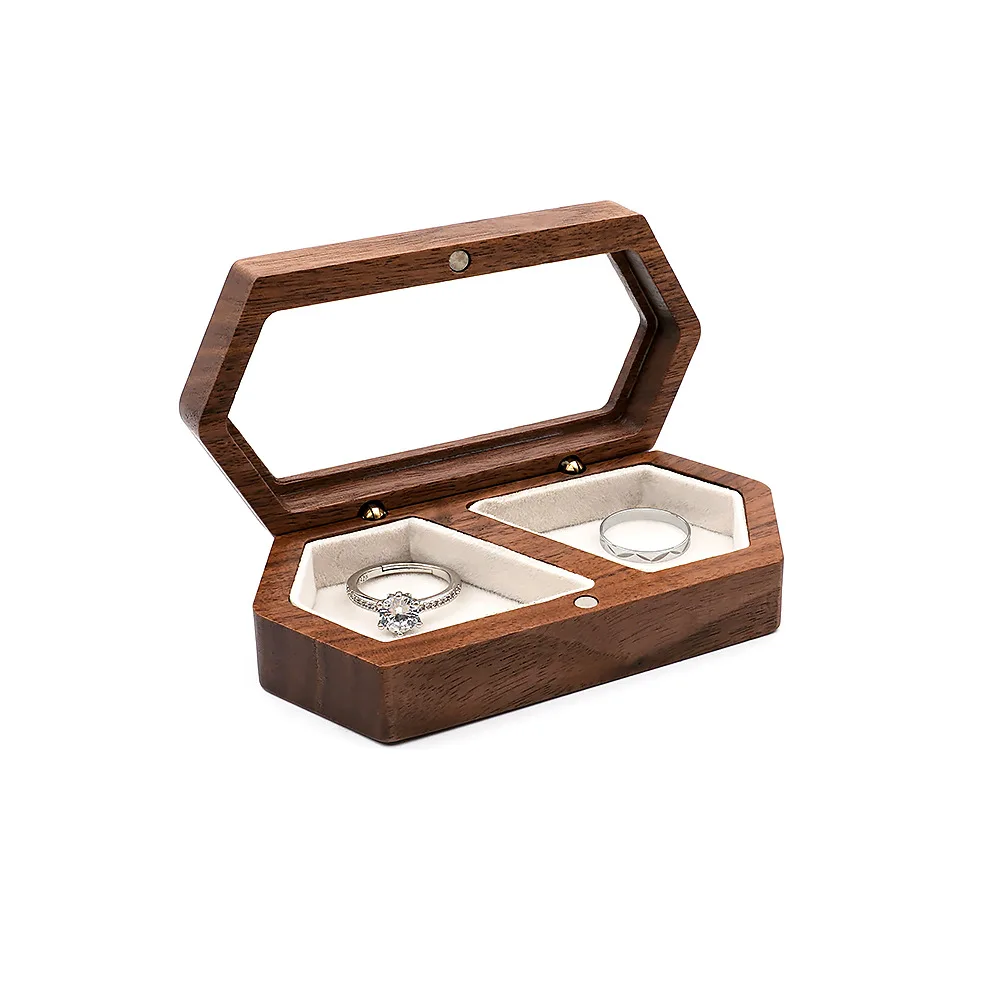 

Engagement Ring Walnut Ring Jewelry Box Necklace Pendant Gift Packaging Jewelry Storage Box Wood With Window