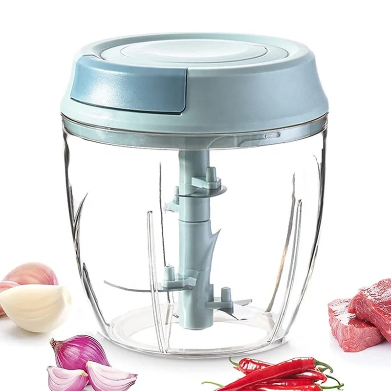 

Manual Garlic Chopper 900ml Handheld Pull String Food Processor Hand-Powered Easy Pull Food Chopper