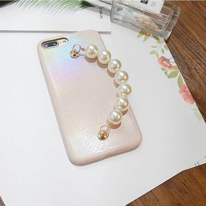 

ZONESIN Phone Accessories Chain Anti Fall Hand Made Pearl Cell Phone Case Chain Strap, White