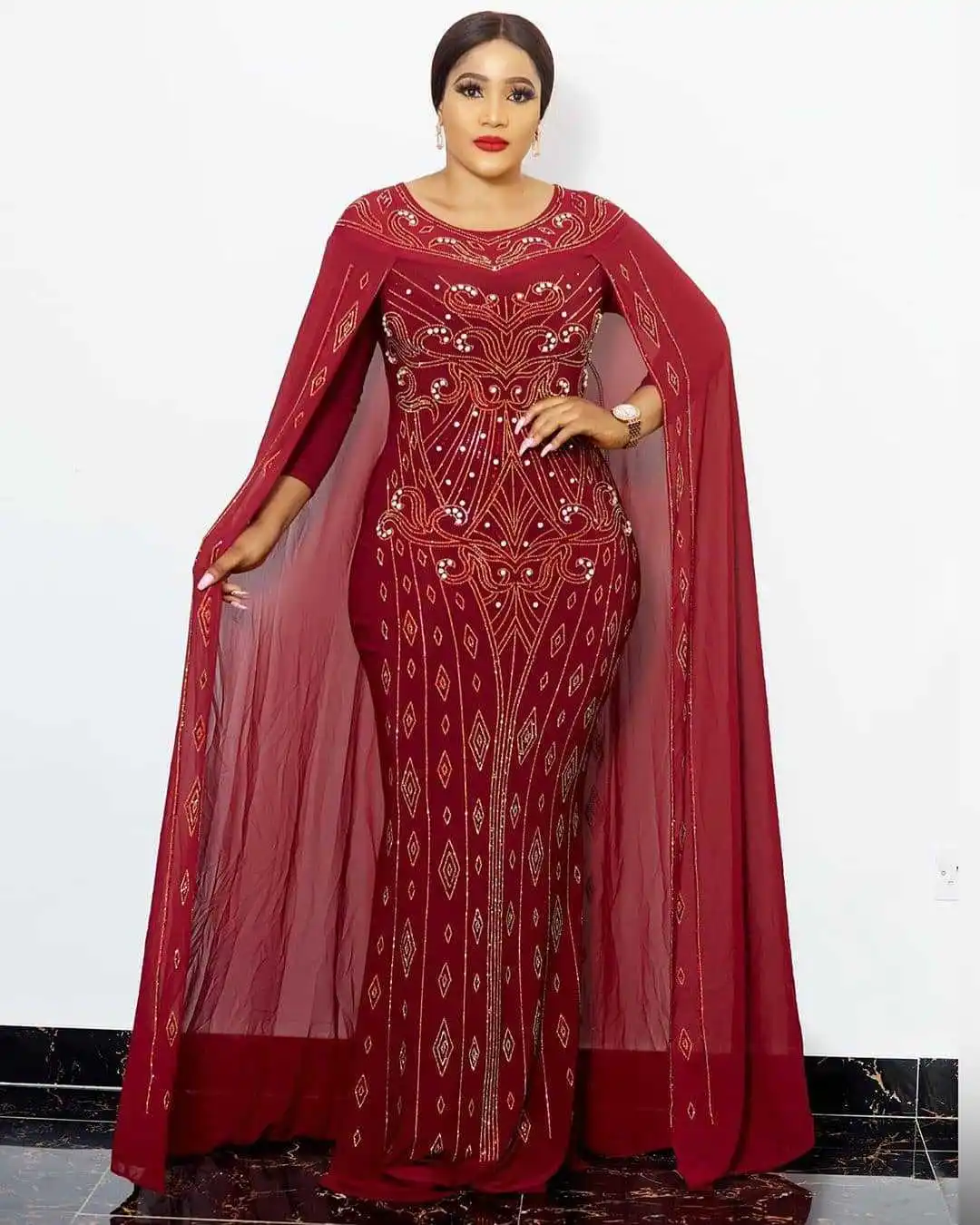 

2021 New Arrival African Plus Size Evening Dress Dinner Long Dress, As showed