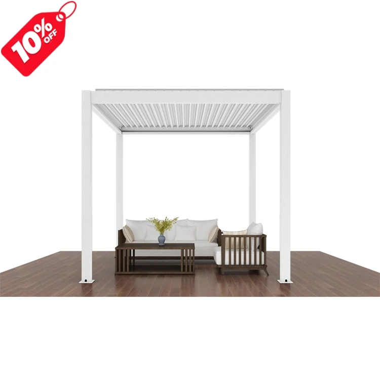 

Motorised Waterproof Aluminum Louver Pergola With LED Lighting