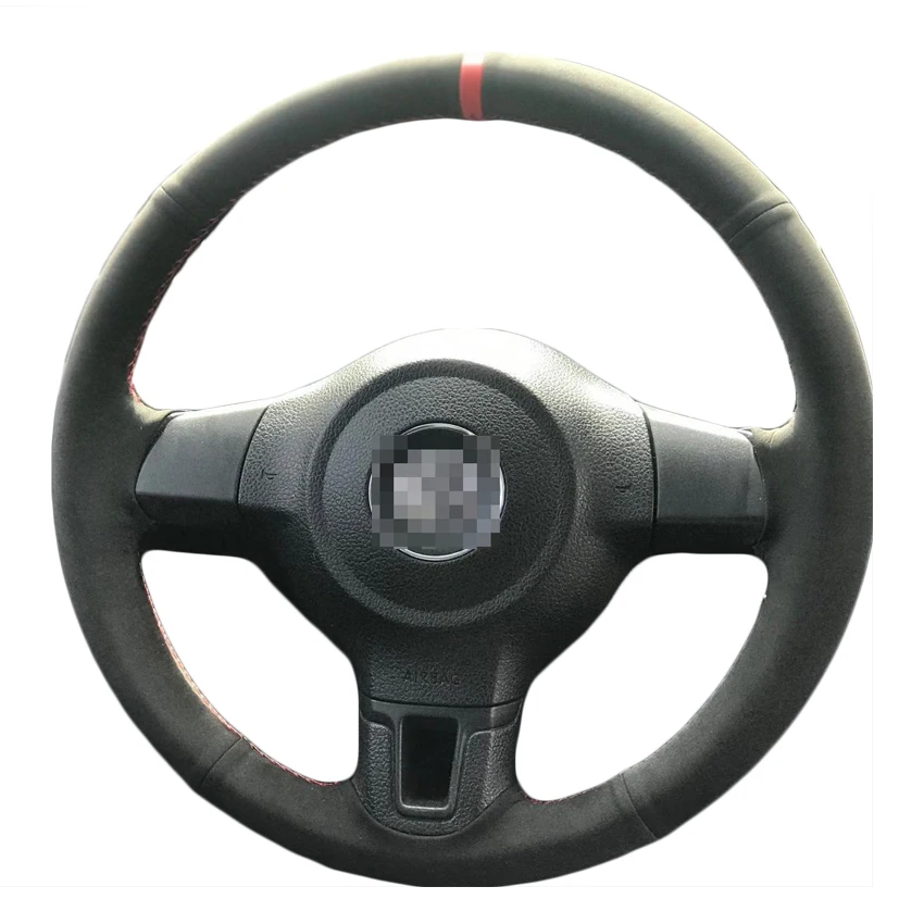 

Hand Sewing Black Suede Steering Wheel Cover for Volkswagen VW Golf 6 Plus Polo 5 Tiguan Touran Caddy Jetta