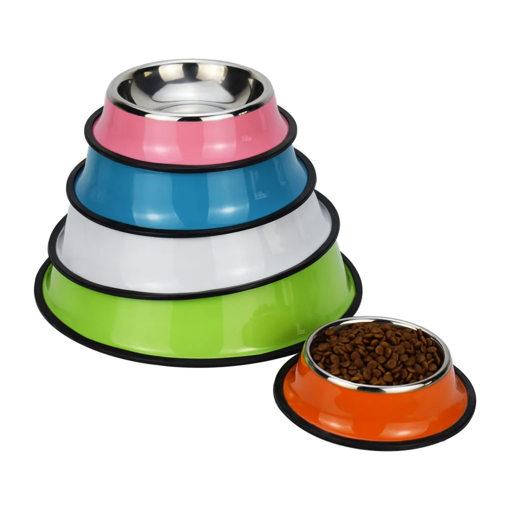 

Multi-size selection durable pet food bowl colorful stainless steel pet dog bowl