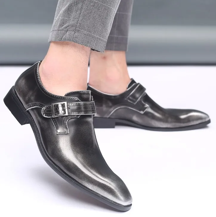 

new style men's dress shoes 2020 fashion pointed British man formal shoes, Black, red, gray, bronze