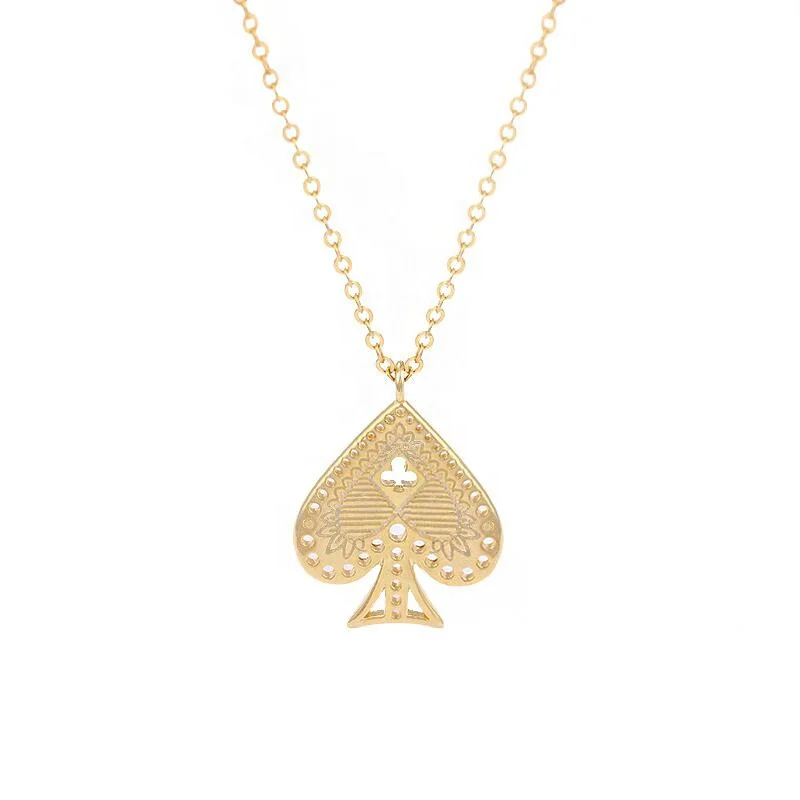 

Daidan Necklace 18K Gold Plated Playing Card Peach Sterling Silver 925 Pendant Heart Necklaces