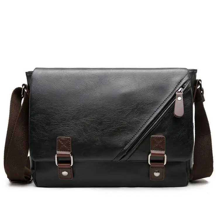 

New Fashion Man Leather Messenger Bag Male Cross Body Shoulder Business Bags For Men Men Tote Bags, Black