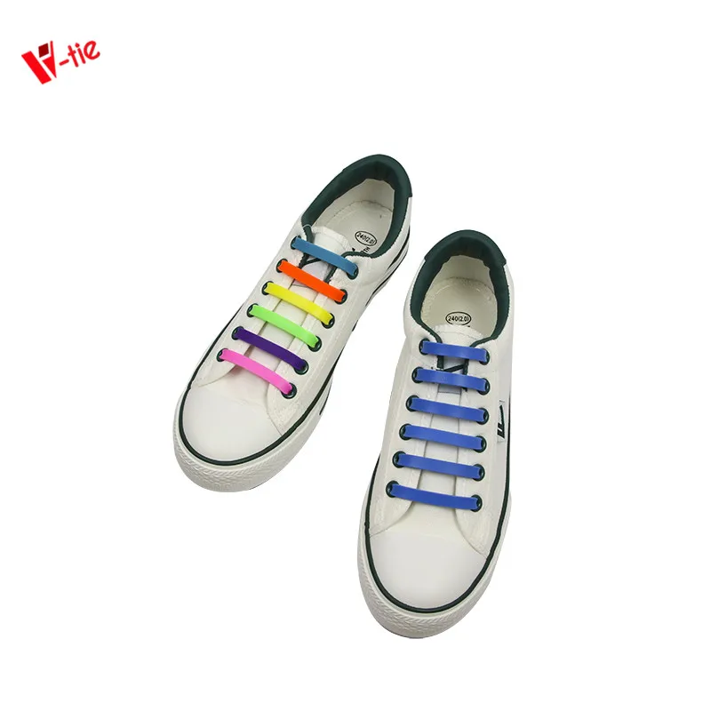 

High quality color elastic silicone lazy no tie shoelaces for advertising product shoes, Yellow,purple,blue, green,orange,pink