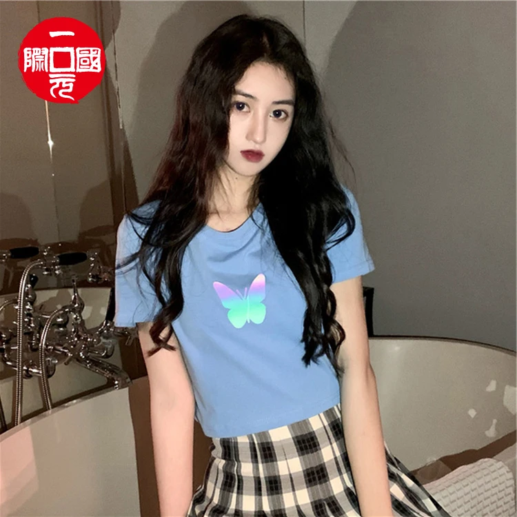 

2021 Summer New Butterfly Top Short Sleeve Loose Women's T-shirt