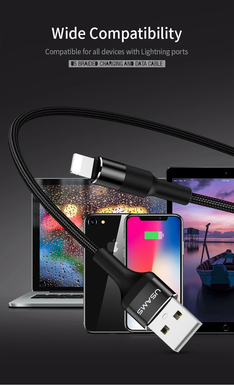 USAMS Aluminum alloy Braided Data USB Cable Set For IPhone