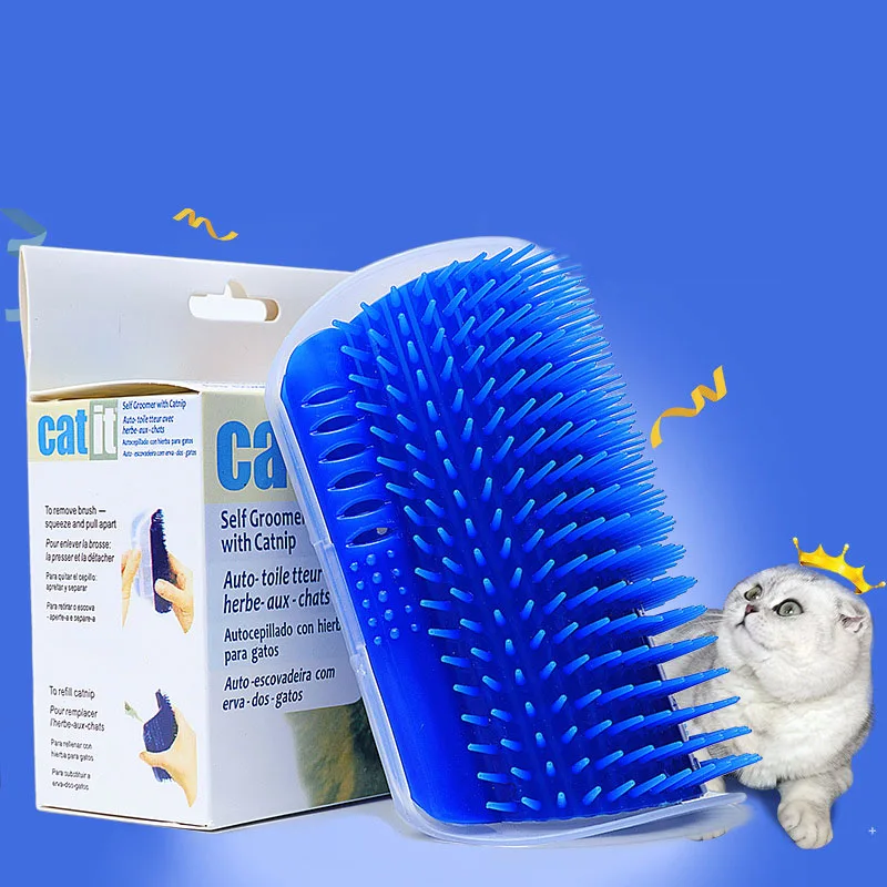 

Pet cat corner rubbing device self groomer hair massager scratcher comb massage corner brush, Blue pink grey green