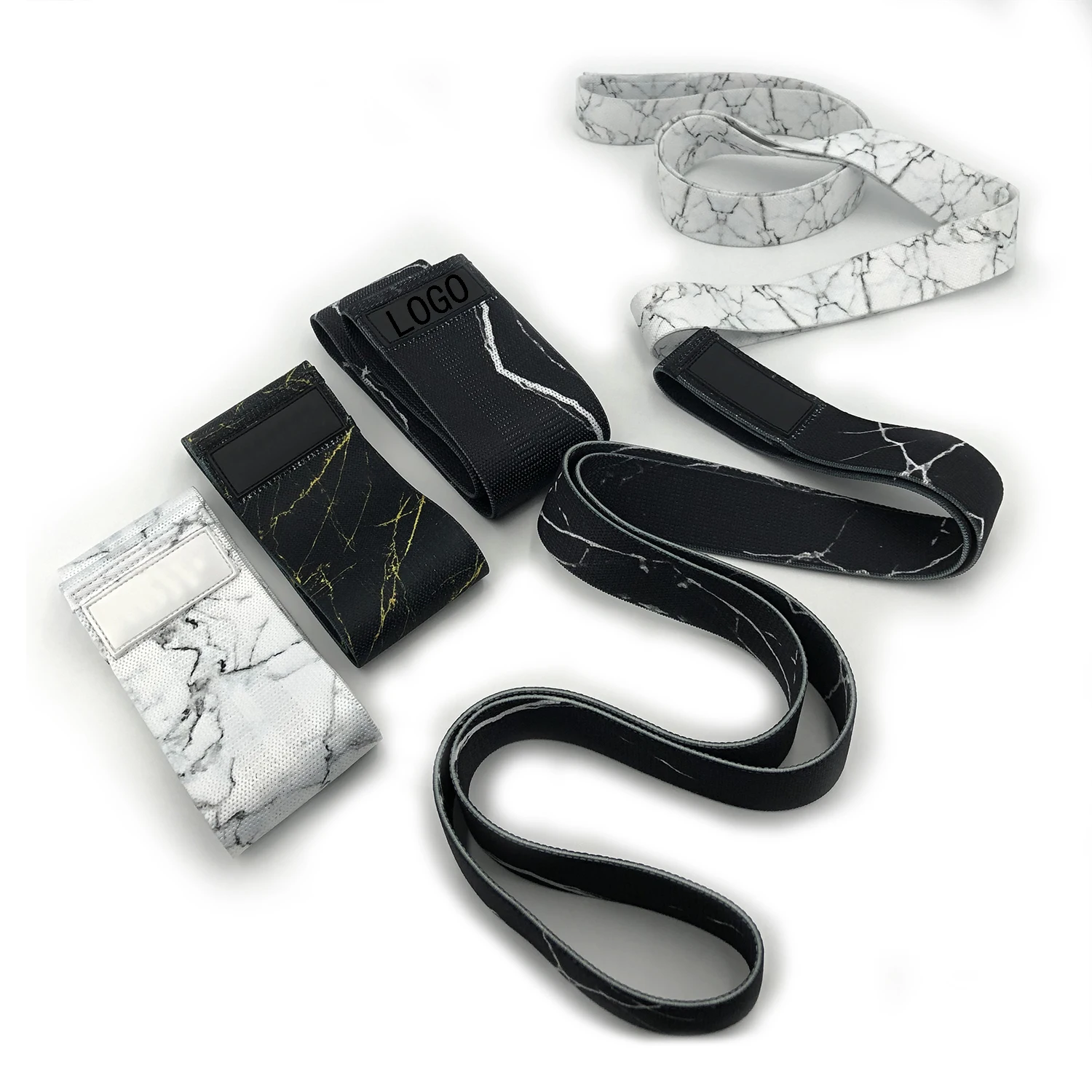 

2022 new high quality polyester material fabric cloth booty exercise resistance hip bands marble band, Custom color