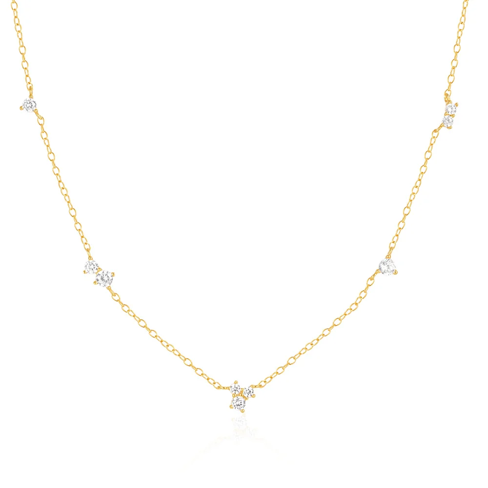 Fashion Necklaces 925 Sterling Silver Geometric Diamond Necklace Irregular Round Zircon Gold Plated Necklace for Women