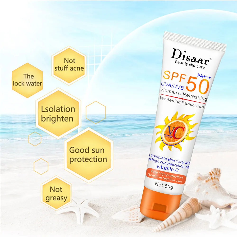 

Disaar SPF 50 Sunblock Sun Protection Screen Moisturizer Whitening Organic Care non toxic zinc vitamin c sunscreen