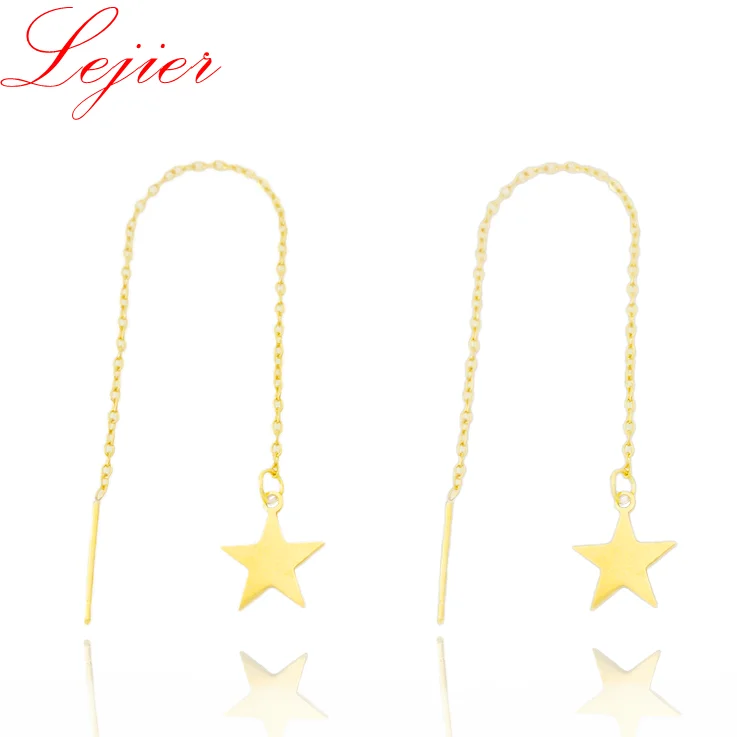 

LEJIER2021 mini ear chain fashion stars romantic charming 18 k gold plated earring hook and high-quality stainless steel