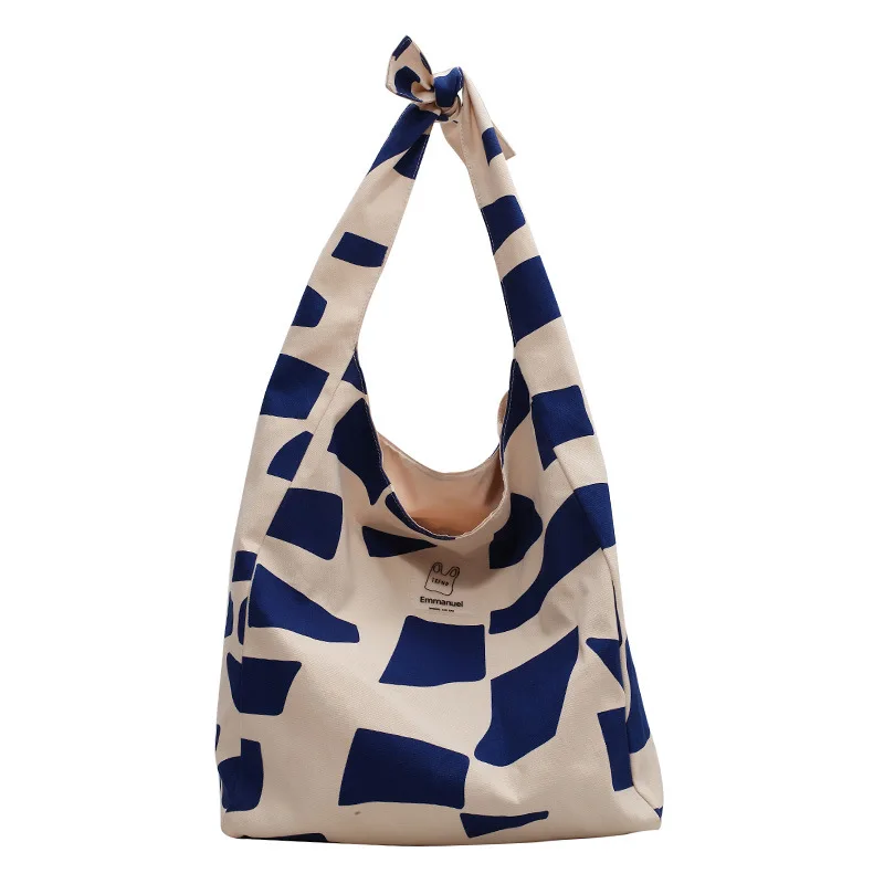 

Large Capacity Pocket Inside Tote Shoulder Bag Custom Logo Printing Cotton Canvas One Shoulder Bag Wholesale, White