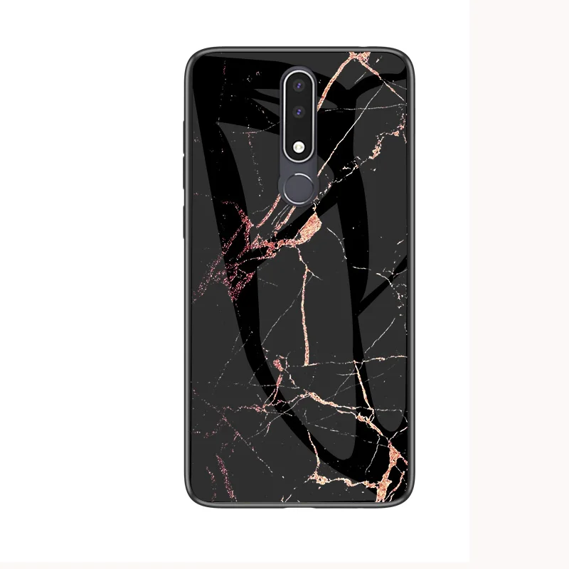 

Luxury Marble Style Tempered Glass Phone Cases TPU Back Cover Case for Nokia X7 7.1Plus X71, 6 colors