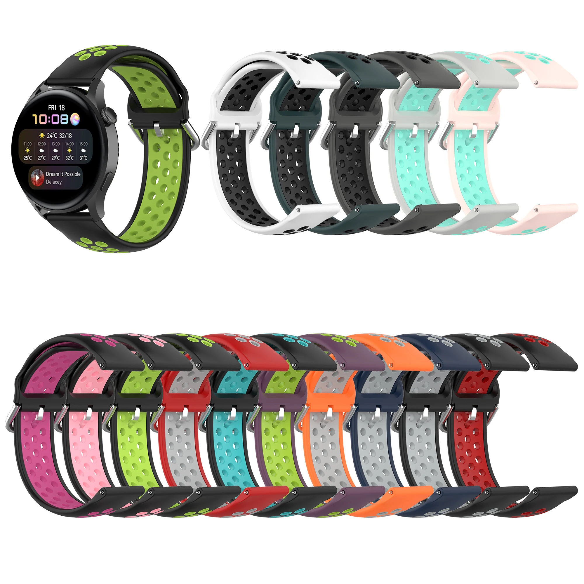

22mm strap for Huawei Watch 3 Pro, GT2 Pro, GT 2e smart watch silicone band Bracelet Accessories