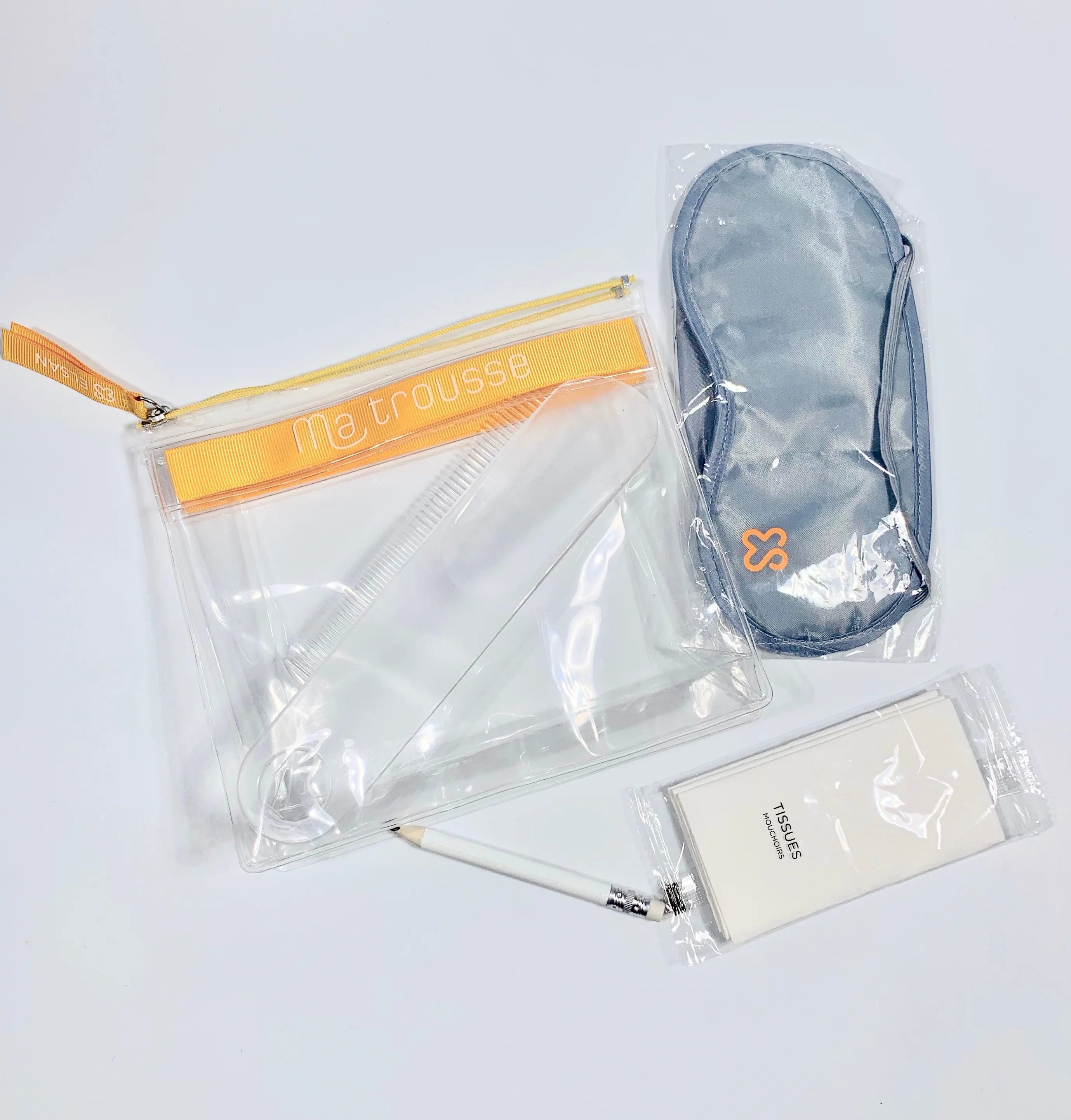 
Customized hotel amenity Comfort kit for airline and travel set with shoehorn comb pen eyemask 