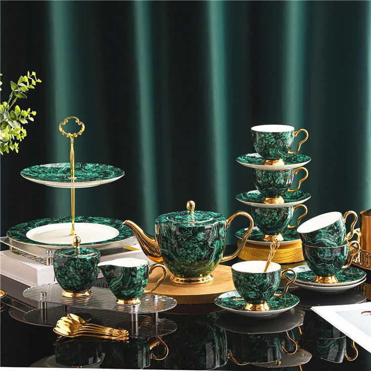 Luxury European Platinum Trim Bone China Coffee Cup & Saucer Set with Floral Design White Gift Box