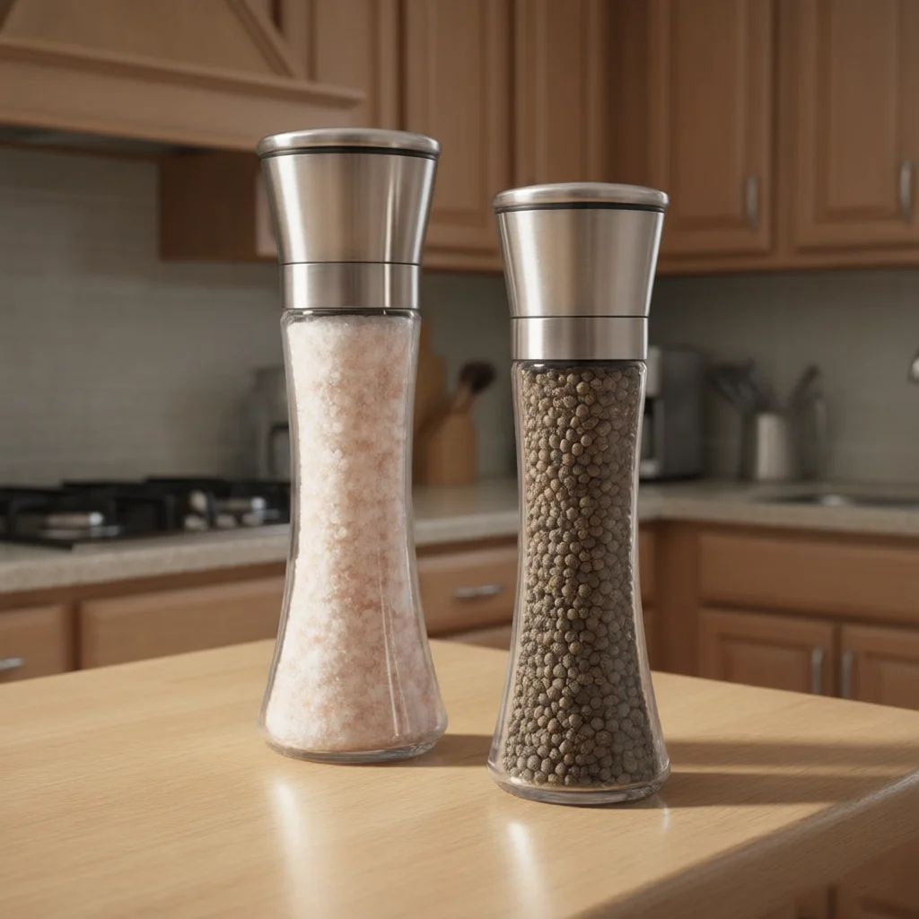 Hot Sale Stainless Steel Glass Salt and Pepper Mills With Single Package
