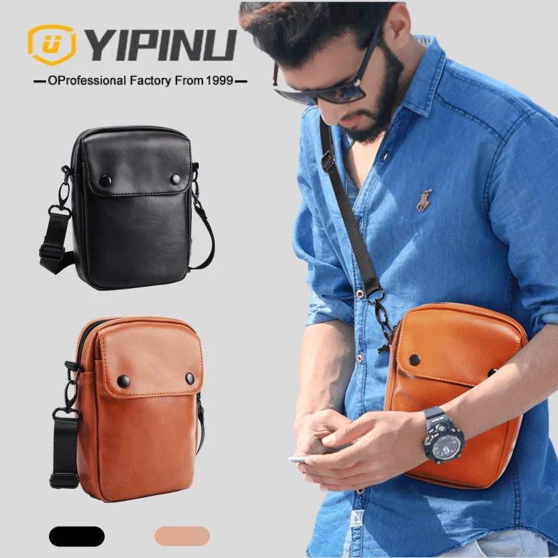 

YIPINU mini messenger bag shoulder sling bag, Black,brown