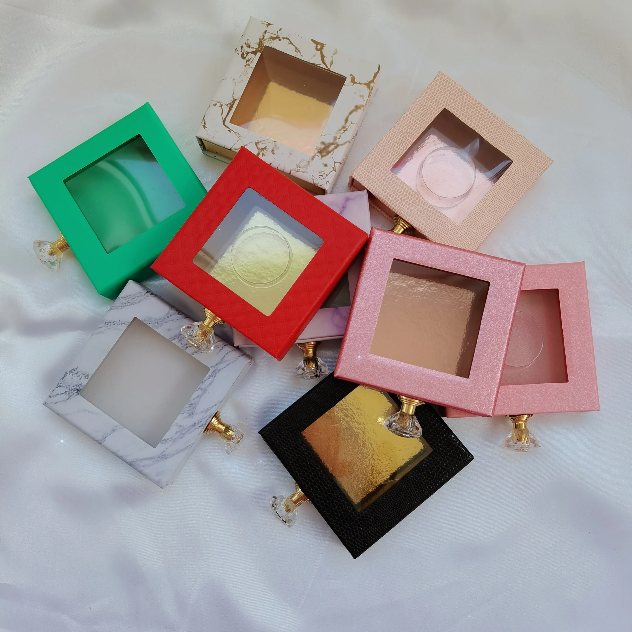

empty custom logo paper lashes box square eyelash packaging custom logo eyelash case, Different colors
