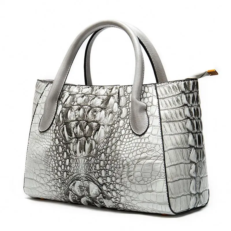 

Fashion Ladies Crocodile Pattern Genuine Leather Vintage Handbag Large Capacity Women Shoulder Bag Wholesale Shopping Luxury Bag