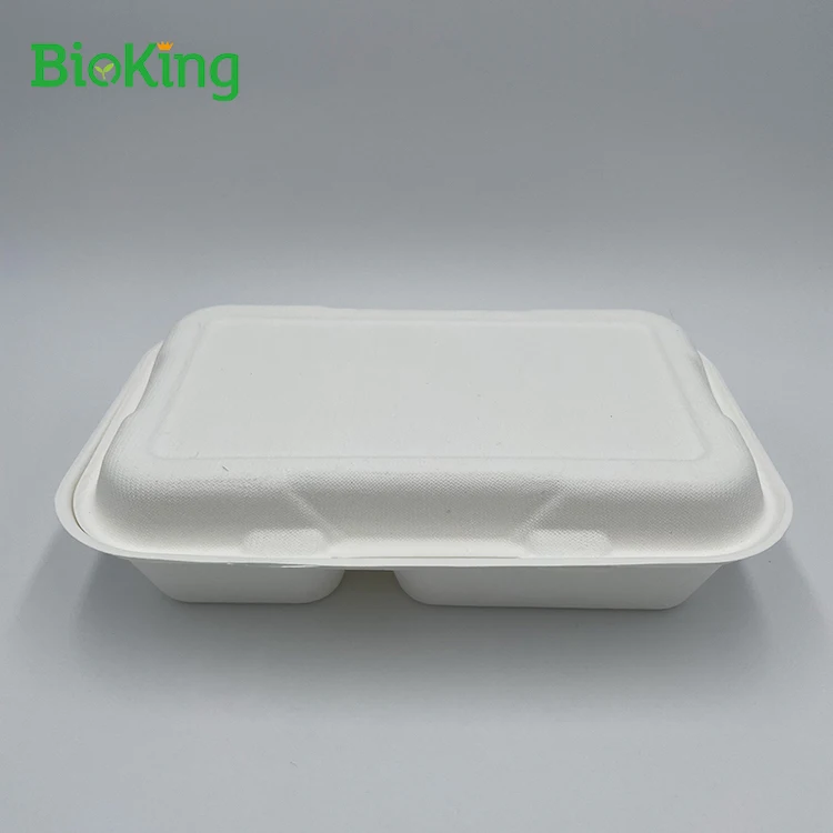 

Best price Bagasse pulp pizza piza Lunch Boxes biodegradable food Food Storage with Lid fast luch bagasse bento lunch box, Bleached;natural