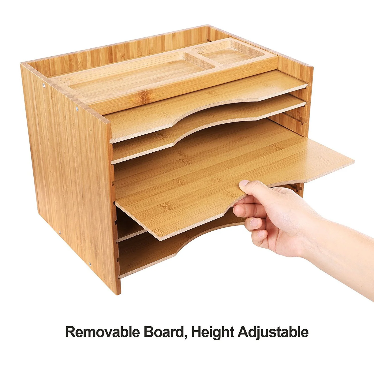 
Office Adjustable Height Removable 5 Tier A4 Document Magazine Wooden Desktop Organizer 