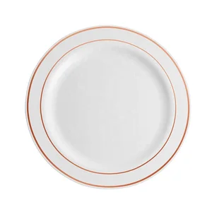 Image of 7.5" Plastic Disposable Plate with Rose Gold Rim