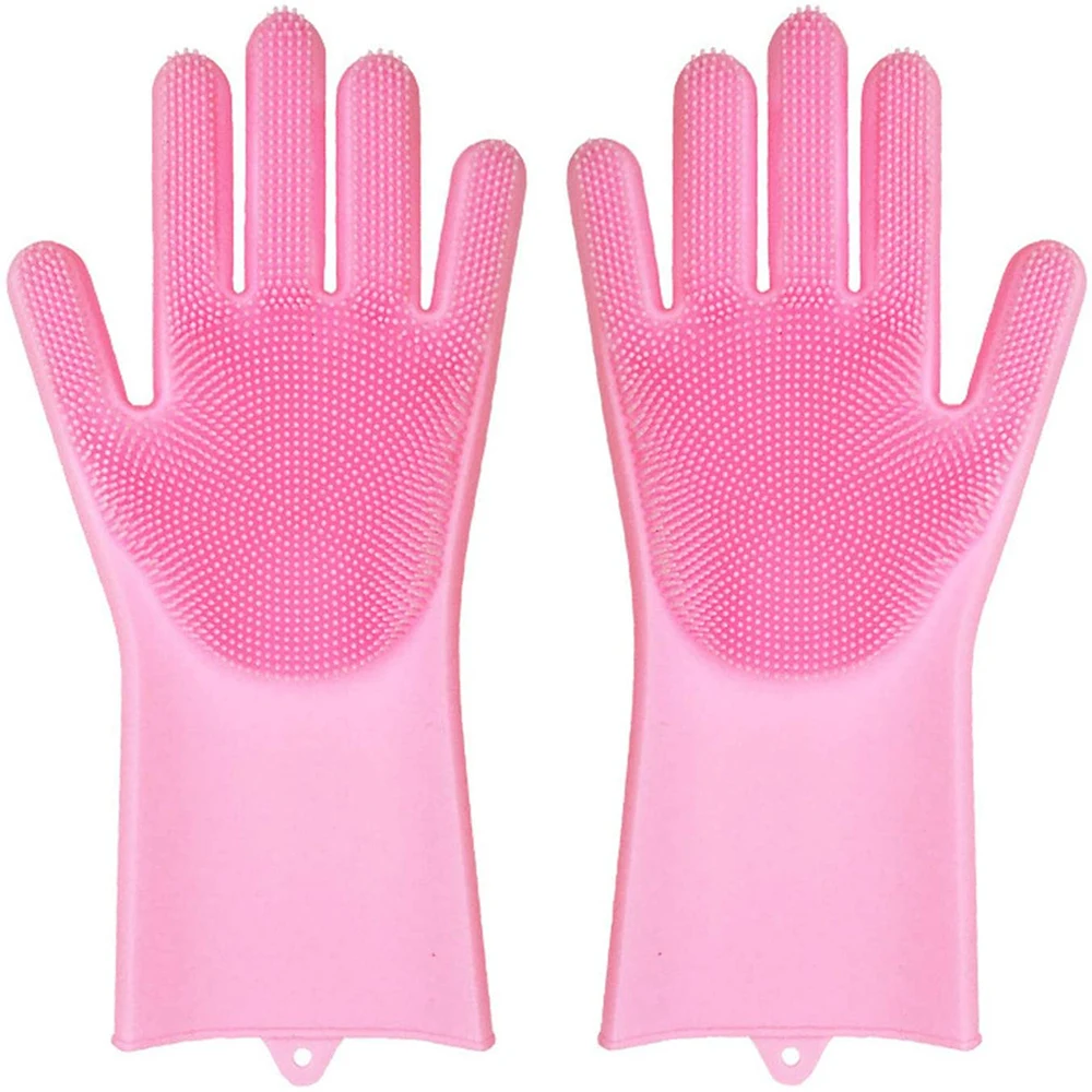 

Pet Grooming Gloves Hair Removal,Dog and Cat Scrubber Brush Bathing Shampoo Glove Silicone Dish Housework Car Washing, As picture