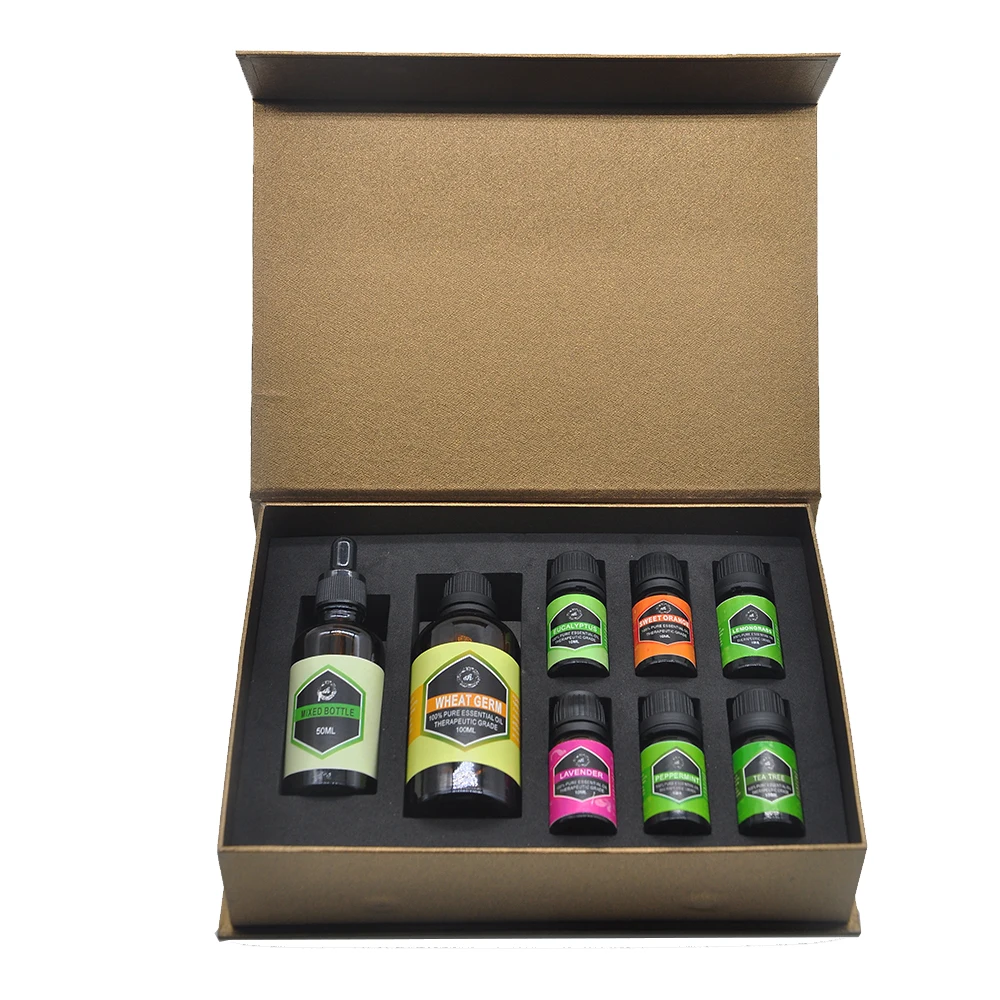 

100% natural Aromatherapy stress relief gift kit8 pieces essential oil set oils with private label