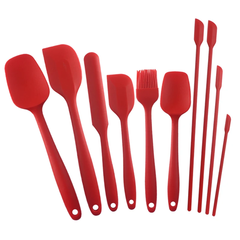 

10 PCS Heat Resistance Non-stick Baking Tools Silicone Spatula Set Set With Long Handle Mini Spatula