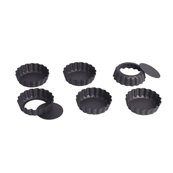 

Quiche Pans Removable Bottom Mini Tart Pans Set of 6 Round Shape, As pic