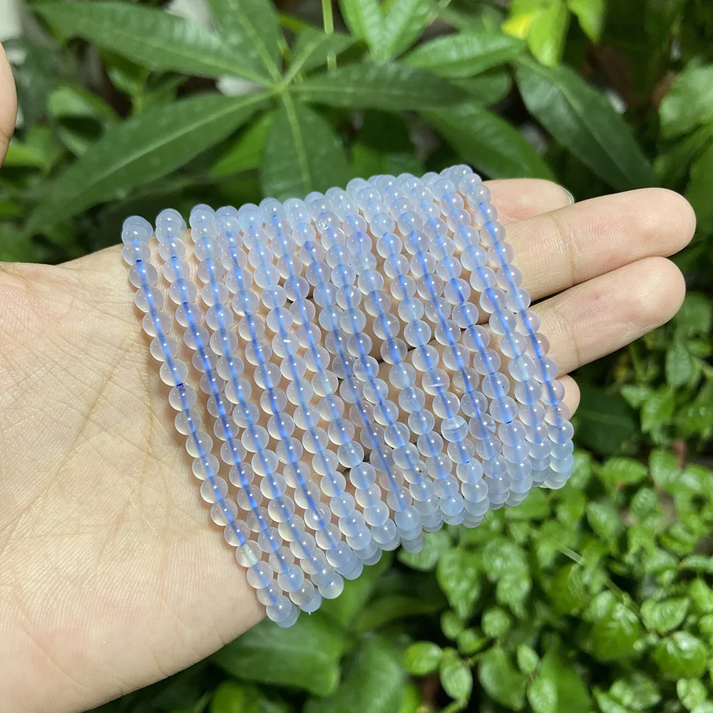 

4mm beads Blue chalcedony bracelets, Natural blue
