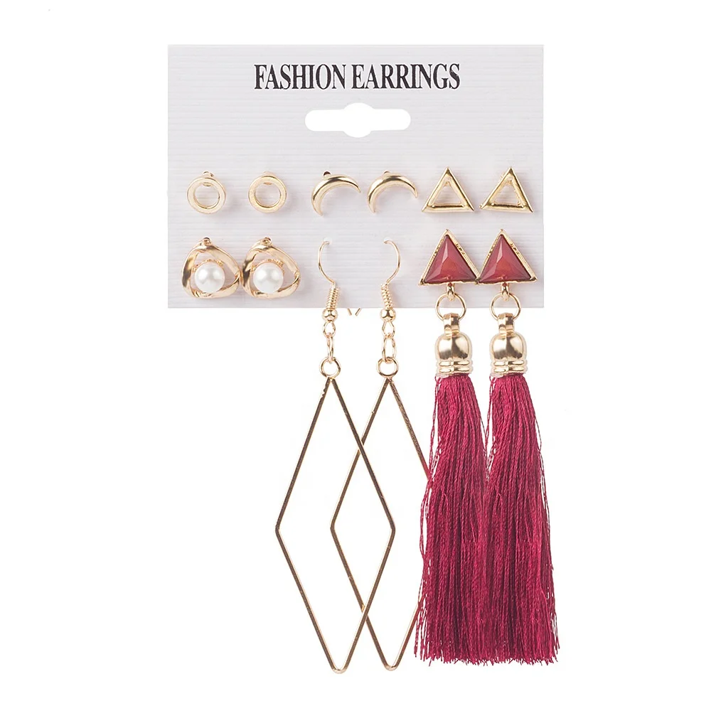 

Fashion Tassel Boho Earrings Pearl Cubic Zirconia Earrings Tassel Set For Women Drop Earrings Cubic Zirconia, Gold/silver