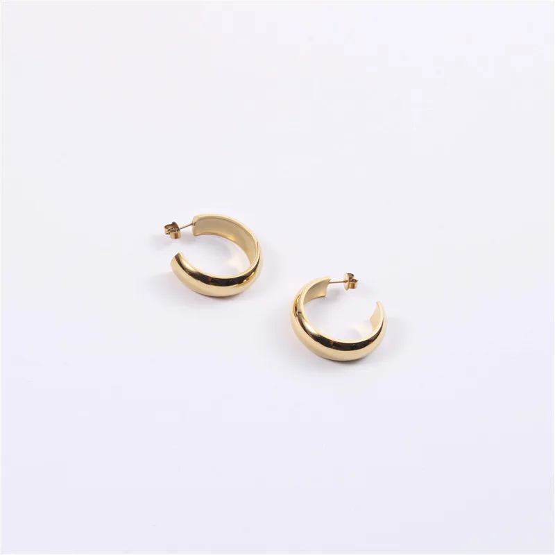 

Stainless Steel jewelry Gold-Plated Hoop Small Ring Basic Thick Gold Earrings