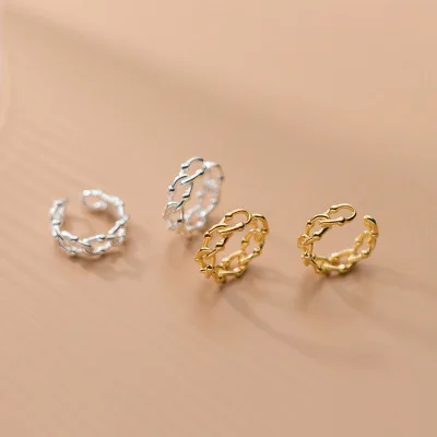 

Fashion gold plated hollow chain clip on ear cuff earrings jewelry 925 sterling silver earcuff