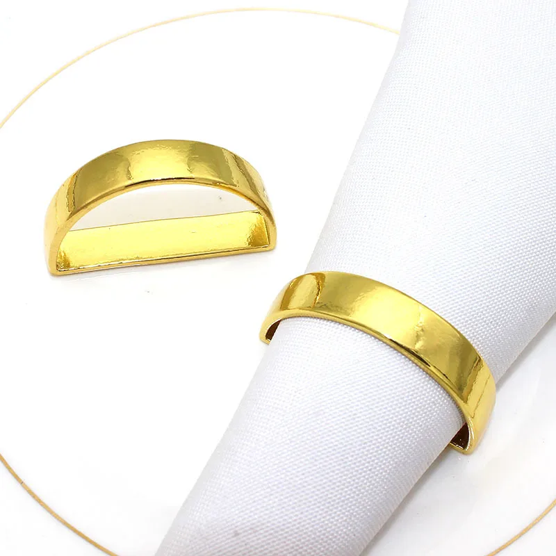 

Gold Napkin Rings Metal Napkin Ring Holders for Weddings Dinner Parties Banquet Christmas Thanksgiving (Semicircle) HWM190