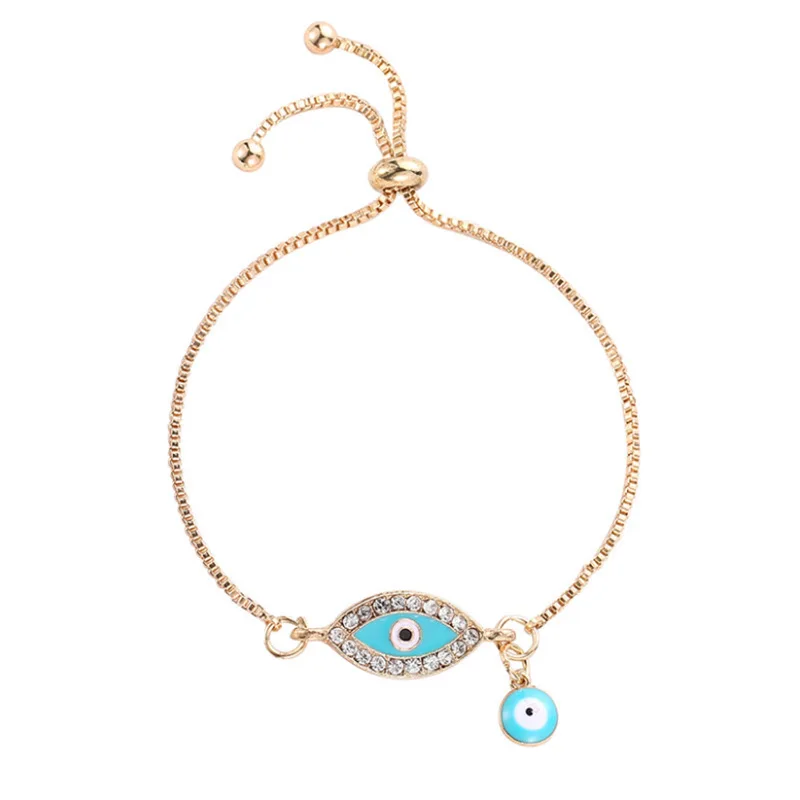 

Wholesale New Personality Flashing Diamond Evil Eye Bangle Temperament Single Layer Bracelet, As picture